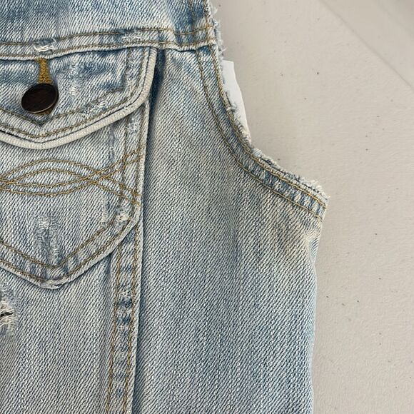 Abercrombie & Fitch Light Wash Distressed Denim Vest Vintage Size Small - Picture 11 of 11
